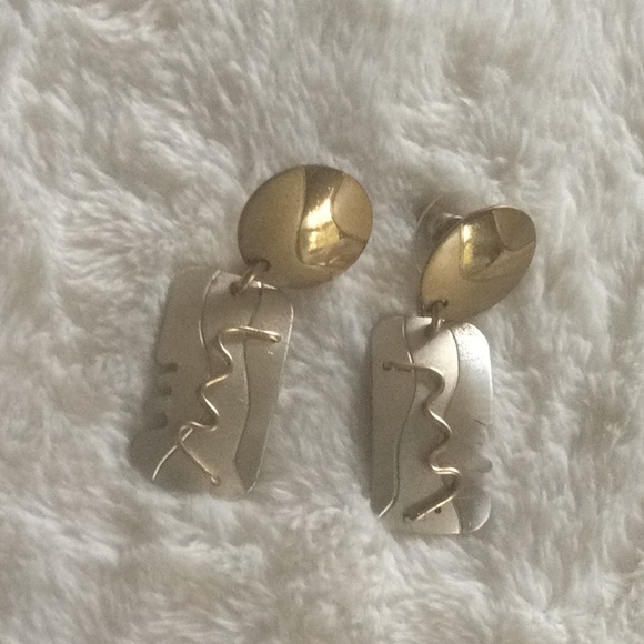 David Badman Jewelry - David Badman Sterling Silver Mixed Metal Earrings Vintage